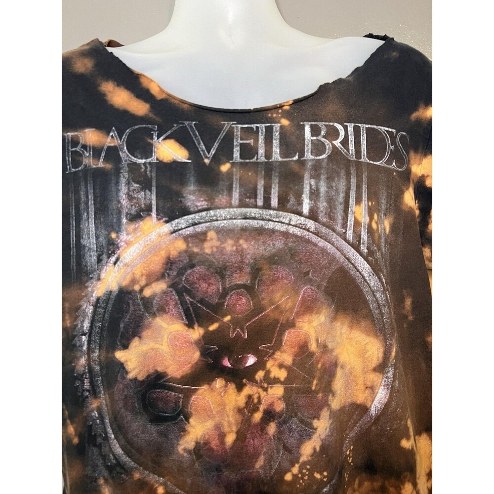 Black Veil Brides Shirt Mens Large Black Brown Bleach Tie Dye Graphic Band Tee